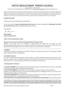 Hatch Beauchamp Planning Agenda 2 April 2025 for Councillors