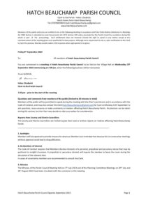 Hatch Beauchamp Agenda 13 September 2023 for Councillors