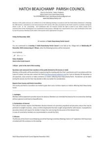 Hatch Beauchamp Agenda 8 November 2023 for Councillors