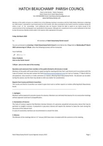 Hatch Beauchamp Agenda 8 March 2023 for Councillors