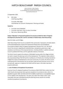 Letter to Somerset Council re 19240007 CIL waiver 230926